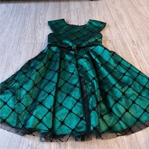 Jona Michelle Green and Black Formal Kids Dress